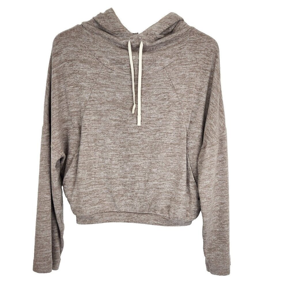 Prana Unwind Lounge Hoodie Top Womens XS Oatmeal Heather Crop Knit Pullover